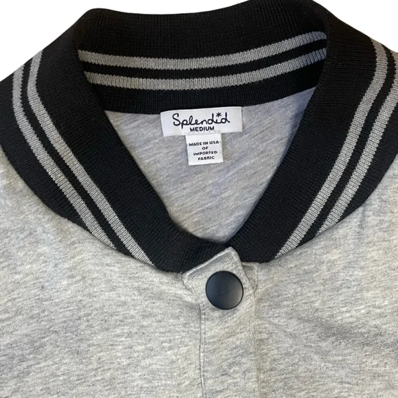 Splendid Varsity Bomber Jacket - Gray, Black, White - Medium - Picture 4 of 10
